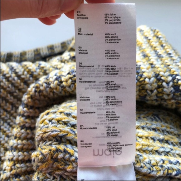 MAJE 18Maous Knitted Oversized Wool Sweater Multicolour Yellow Bell Sleeves - Picture 7 of 10